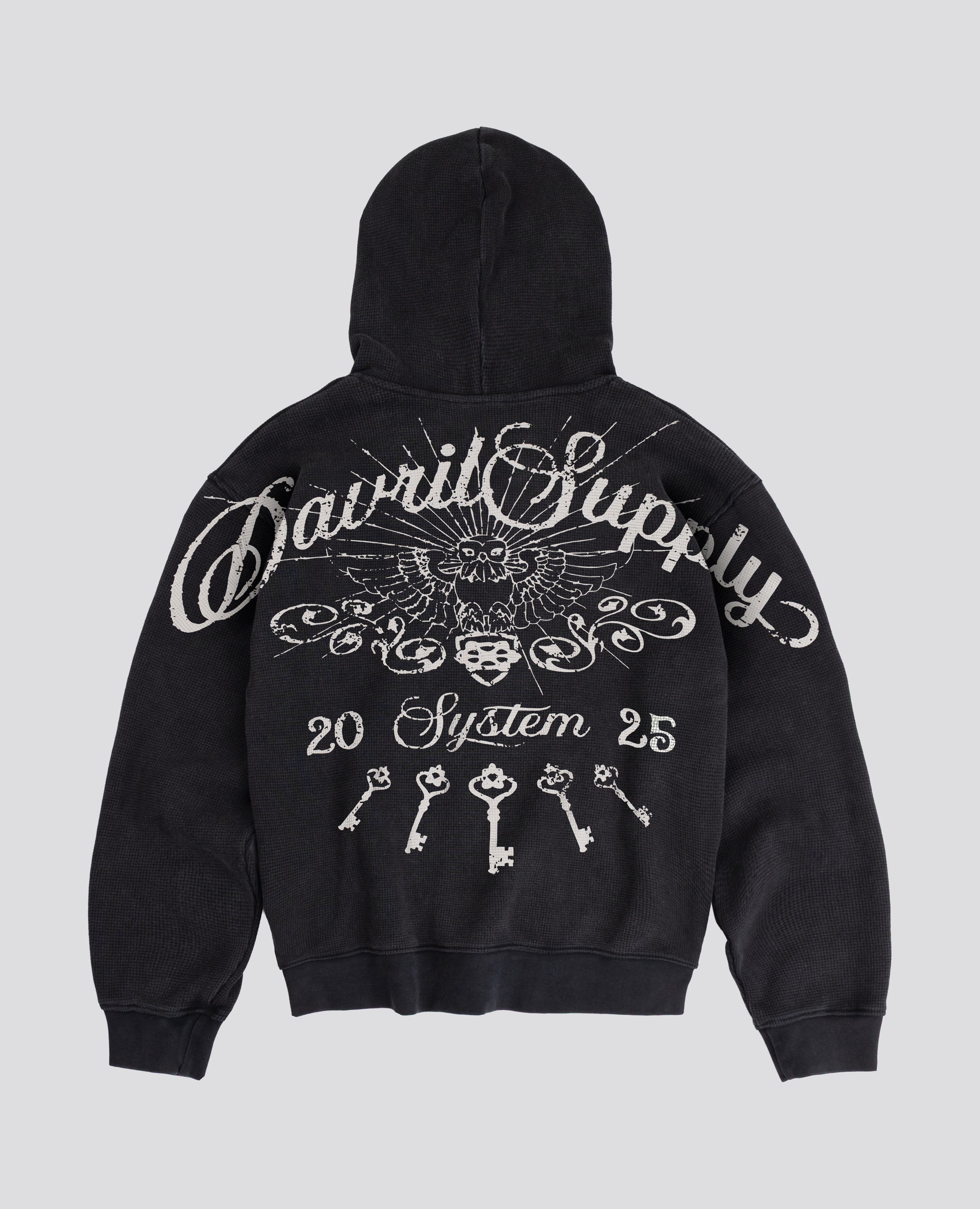 BLACK OPENING WAFFLE ZIP