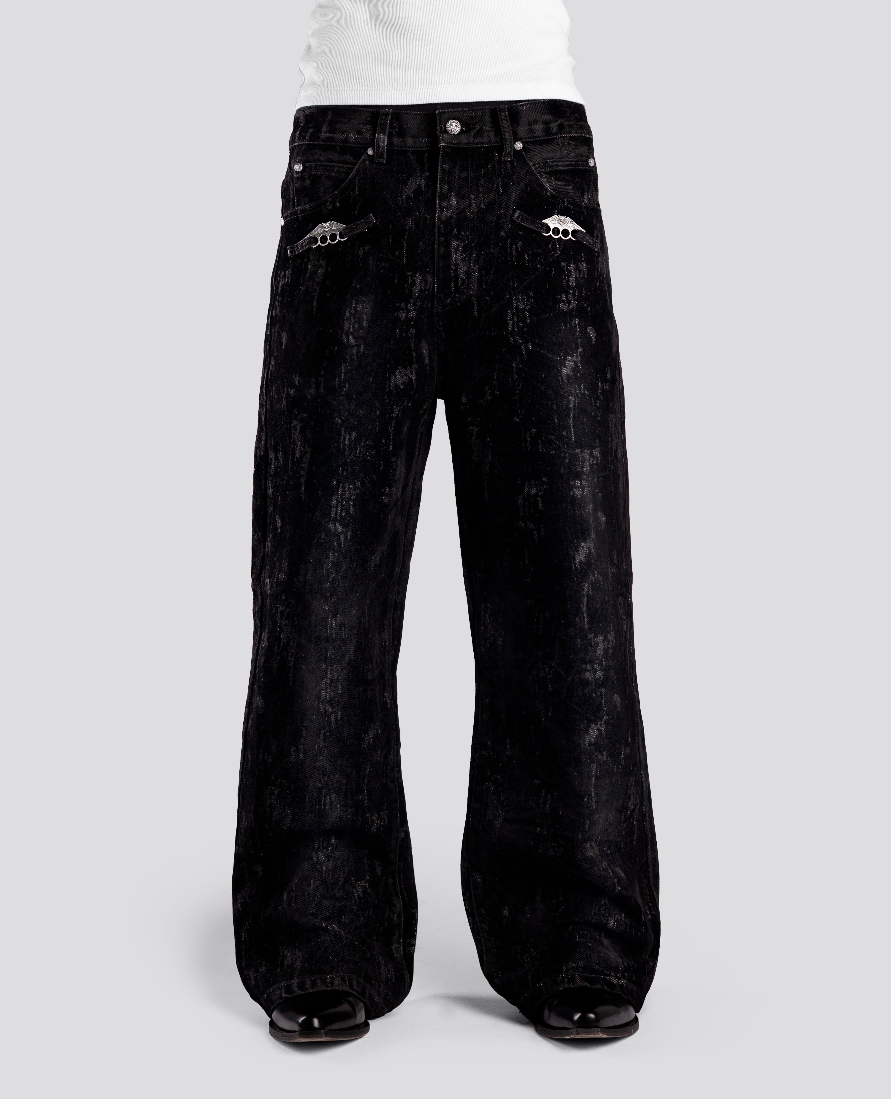 DavrilSupply | BLACK KNUCKLE BOOTCUT VELVET PANTS