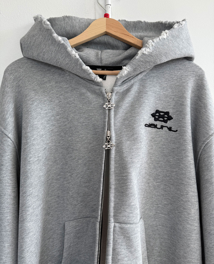 GREY DISTRESSED ZIP