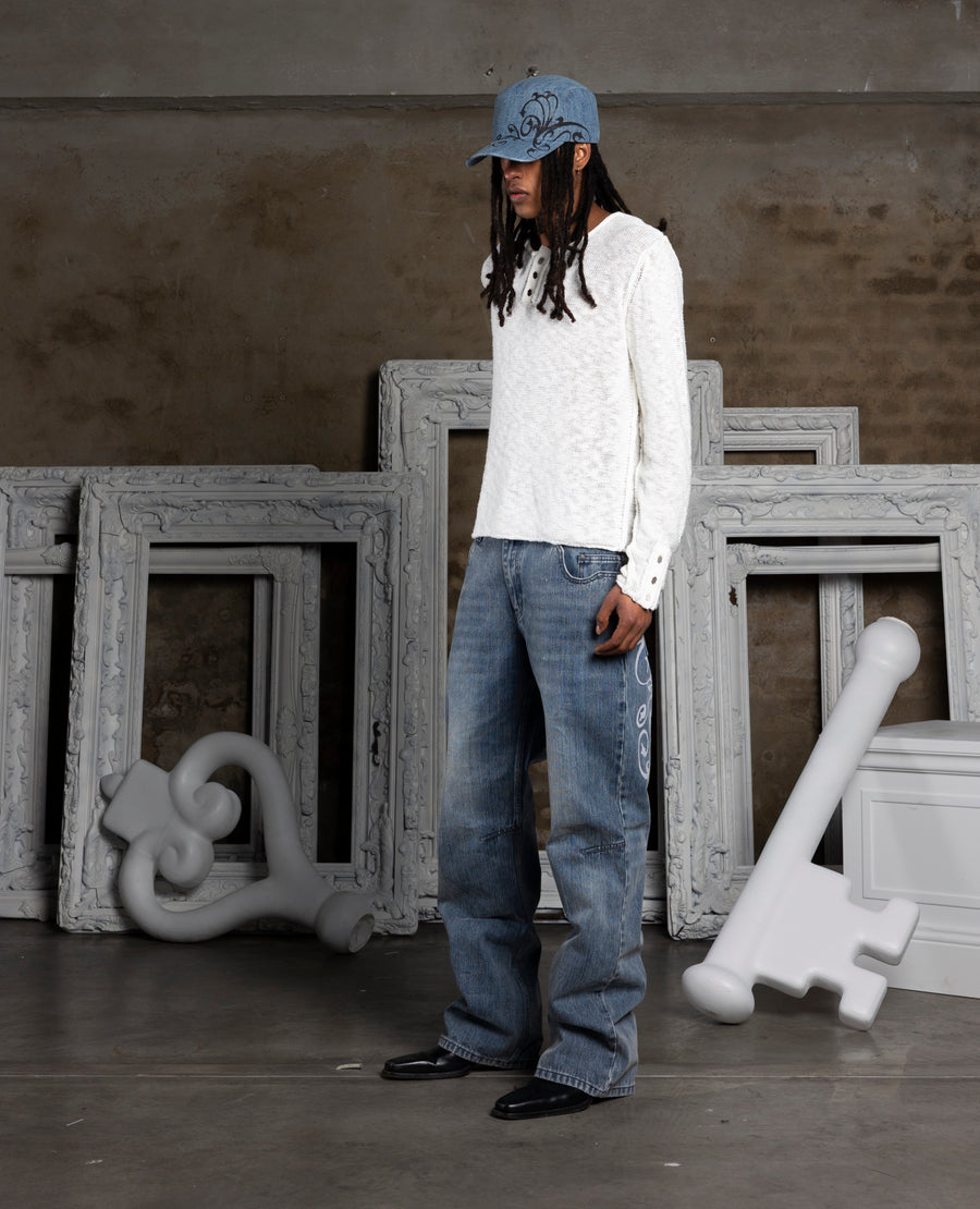 MESH COTTON LONGSLEEVE BUTTON UP